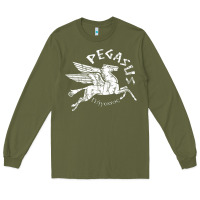 Army Green ivory pegasus Long Sleeve Tee - linhVisuals