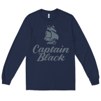 Navy Captain Black Cigar Long Sleeve Tee - linhVisuals