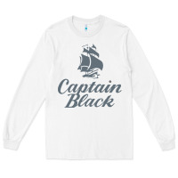 White Captain Black Cigar Long Sleeve Tee - linhVisuals