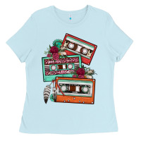 Baby Blue cassette floral gemstone Ladies Tee - FaDigitalArtStudio