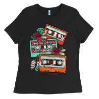 Black cassette floral gemstone Ladies Tee - FaDigitalArtStudio