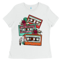 White cassette floral gemstone Ladies Tee - FaDigitalArtStudio