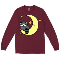 Burgundy crescent moon raccoon Long Sleeve Tee - linhVisuals