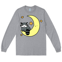 Heather Grey crescent moon raccoon Long Sleeve Tee - linhVisuals