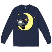 Navy crescent moon raccoon Long Sleeve Tee - linhVisuals