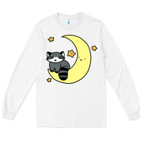 White crescent moon raccoon Long Sleeve Tee - linhVisuals