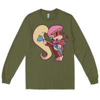Army Green cute guitarist dixie kong Long Sleeve Tee - linhVisuals