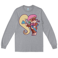 Heather Grey cute guitarist dixie kong Long Sleeve Tee - linhVisuals