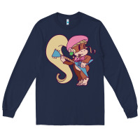Navy cute guitarist dixie kong Long Sleeve Tee - linhVisuals