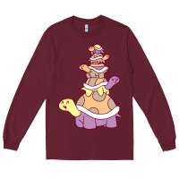 Burgundy cute turtle stack Long Sleeve Tee - linhVisuals