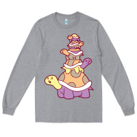 Heather Grey cute turtle stack Long Sleeve Tee - linhVisuals