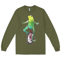 Army Green dat boi watercolor unicycle frog Long Sleeve Tee - linhVisuals