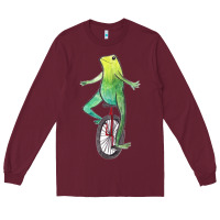 Burgundy dat boi watercolor unicycle frog Long Sleeve Tee - linhVisuals