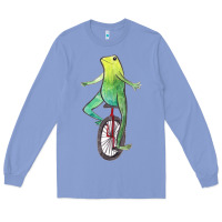 Colony Blue dat boi watercolor unicycle frog Long Sleeve Tee - linhVisuals