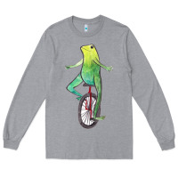 Heather Grey dat boi watercolor unicycle frog Long Sleeve Tee - linhVisuals