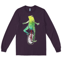 Plum dat boi watercolor unicycle frog Long Sleeve Tee - linhVisuals