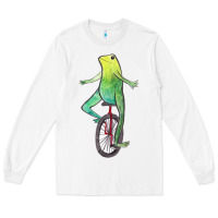 White dat boi watercolor unicycle frog Long Sleeve Tee - linhVisuals
