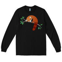 Black red panda sleeping Long Sleeve Tee - linhVisuals