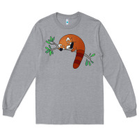 Heather Grey red panda sleeping Long Sleeve Tee - linhVisuals