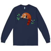 Navy red panda sleeping Long Sleeve Tee - linhVisuals