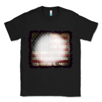 Black America Wood Flag with bBeach Effect Classic Tee - CowCowDesign