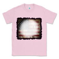 Bubblegum Pink America Wood Flag with bBeach Effect Classic Tee - CowCowDesign