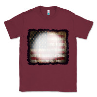 Burgundy America Wood Flag with bBeach Effect Classic Tee - CowCowDesign