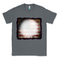 Charcoal Heather America Wood Flag with bBeach Effect Classic Tee - CowCowDesign