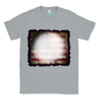 Heather Grey America Wood Flag with bBeach Effect Classic Tee - CowCowDesign
