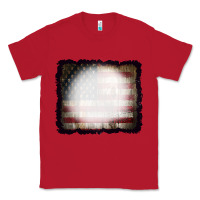 Red America Wood Flag with bBeach Effect Classic Tee - CowCowDesign