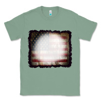 Sage America Wood Flag with bBeach Effect Classic Tee - CowCowDesign