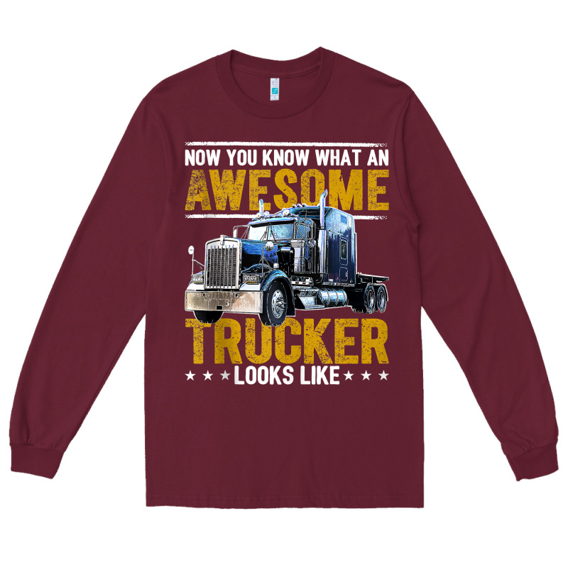 Awesome Trucker Big Rig Semi Trailer Truck Driver Gift Men Tank Top Long Sleeve Tee by linhVisuals | Teevron
