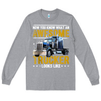Heather Grey awesome trucker big rig semi trailer truck driver gift men tank top Long Sleeve Tee - linhVisuals