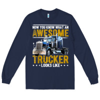 Navy awesome trucker big rig semi trailer truck driver gift men tank top Long Sleeve Tee - linhVisuals