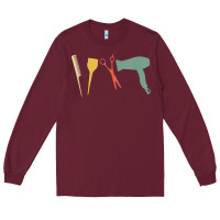 Burgundy barber vintage hairdresser hairstylist cosmetologist t shirt Long Sleeve Tee - linhVisuals