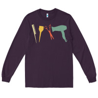 Plum barber vintage hairdresser hairstylist cosmetologist t shirt Long Sleeve Tee - linhVisuals