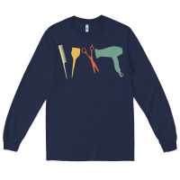 Navy barber vintage hairdresser hairstylist cosmetologist t shirt Long Sleeve Tee - linhVisuals