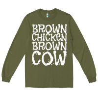 Army Green brown chicken brown cow Long Sleeve Tee - linhVisuals