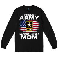 Black proud army national guard mom with american flag gift pullover hoodie Long Sleeve Tee - linhVisuals