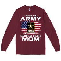 Burgundy proud army national guard mom with american flag gift pullover hoodie Long Sleeve Tee - linhVisuals