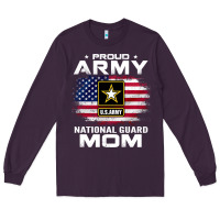 Plum proud army national guard mom with american flag gift pullover hoodie Long Sleeve Tee - linhVisuals