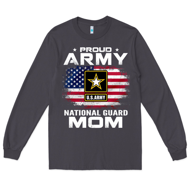 Proud Army National Guard Mom With American Flag Gift Pullover Hoodie Long Sleeve Tee by linhVisuals | Teevron