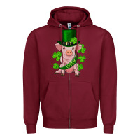 Burgundy st. patrick's day lucky baby pig Zipper Hoodie - RanaPortraitStore