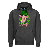 Charcoal Heather st. patrick's day lucky baby pig Zipper Hoodie - RanaPortraitStore