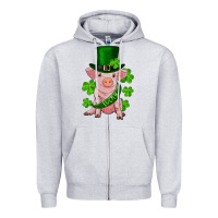 Heather Grey st. patrick's day lucky baby pig Zipper Hoodie - RanaPortraitStore