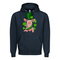 Navy st. patrick's day lucky baby pig Zipper Hoodie - RanaPortraitStore