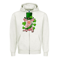 Oatmeal Heather st. patrick's day lucky baby pig Zipper Hoodie - RanaPortraitStore