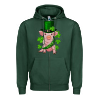 Sports Green st. patrick's day lucky baby pig Zipper Hoodie - RanaPortraitStore