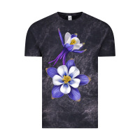 Cloud Black Colorado Rocky Mountain Columbine Flower Vintage Tee - RanaPortraitStore