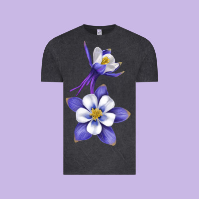 Colorado Rocky Mountain Columbine Flower Vintage Tee Designed By Ranaportraitstore